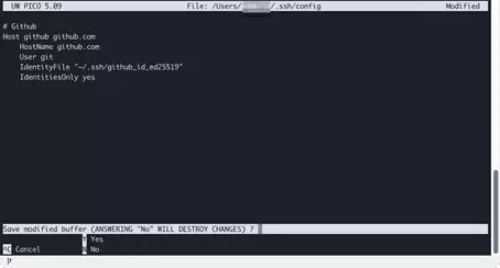 Confirmar los cambios en el archivo SSH Config