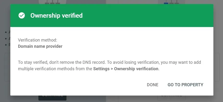 Imagen: Google Search Console: propiedad confirmada
