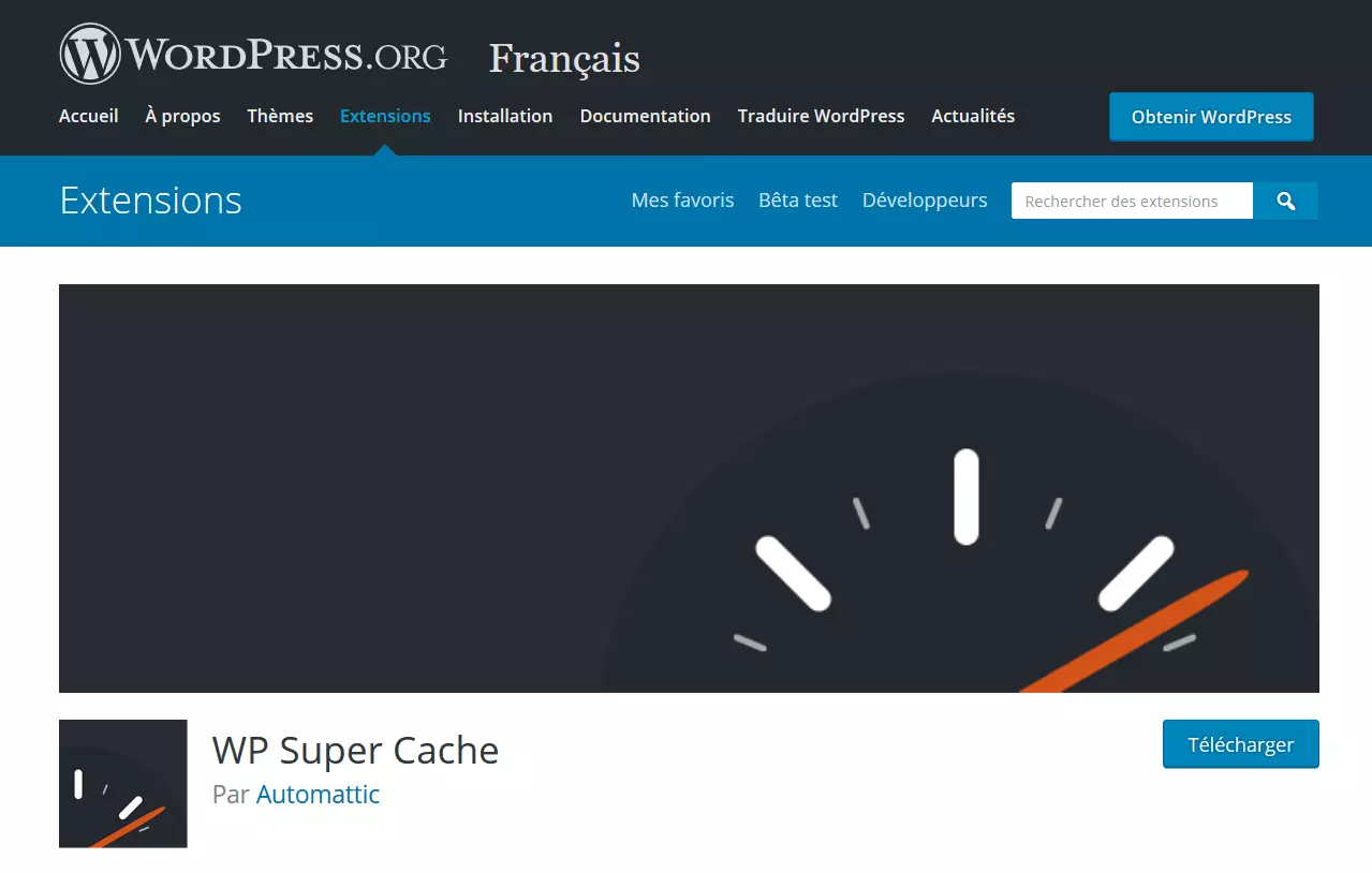 El plugin de caching para WordPress WP Super Cache en WordPress.org