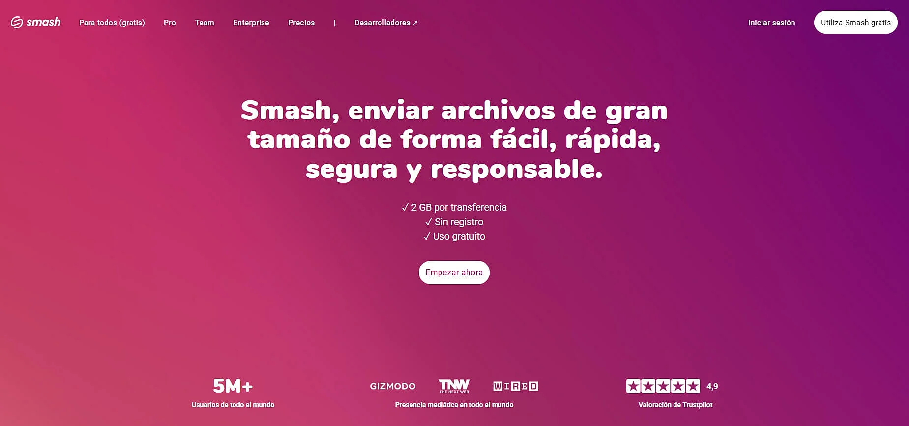 Captura de pantalla de la página web de Smash Imagen: Captura de pantalla de la página web de Smash
