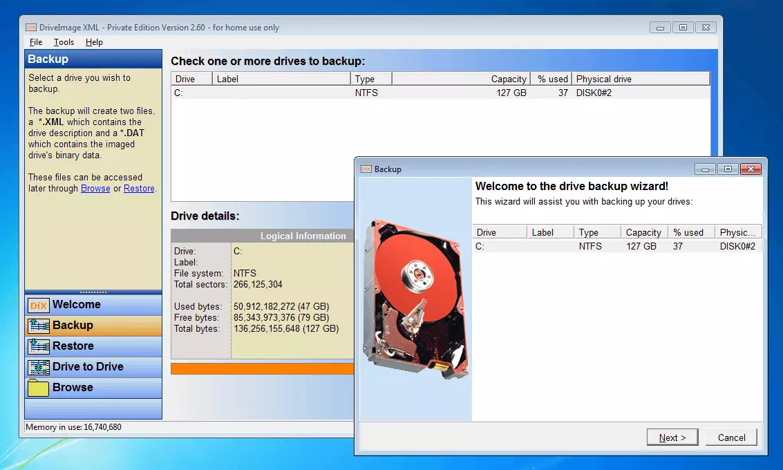 Imagen: DriveImage XML 2.60: asistente de la copia de seguridad