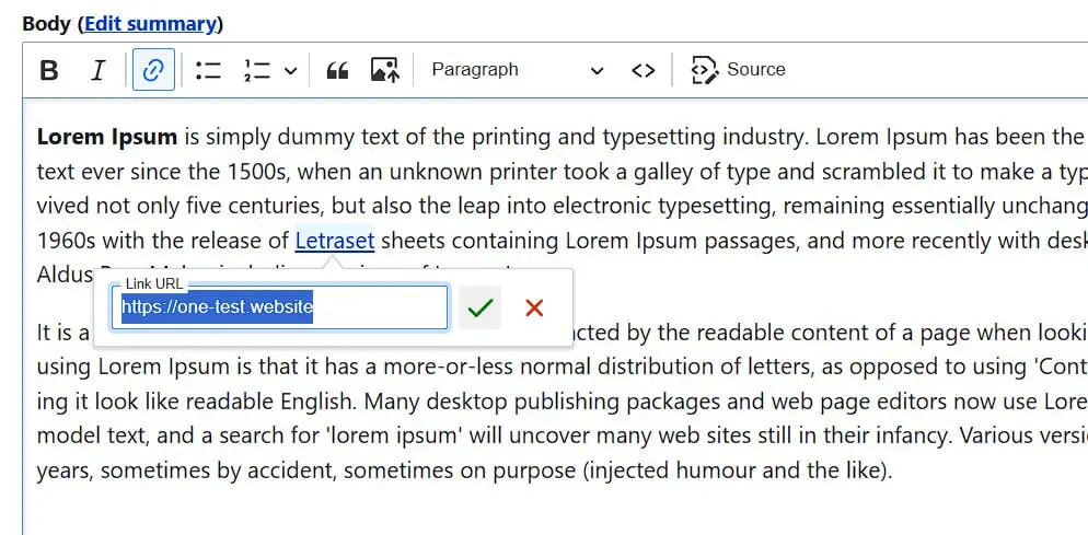 Insertar enlace en Drupal Imagen: Insertar enlace en Drupal