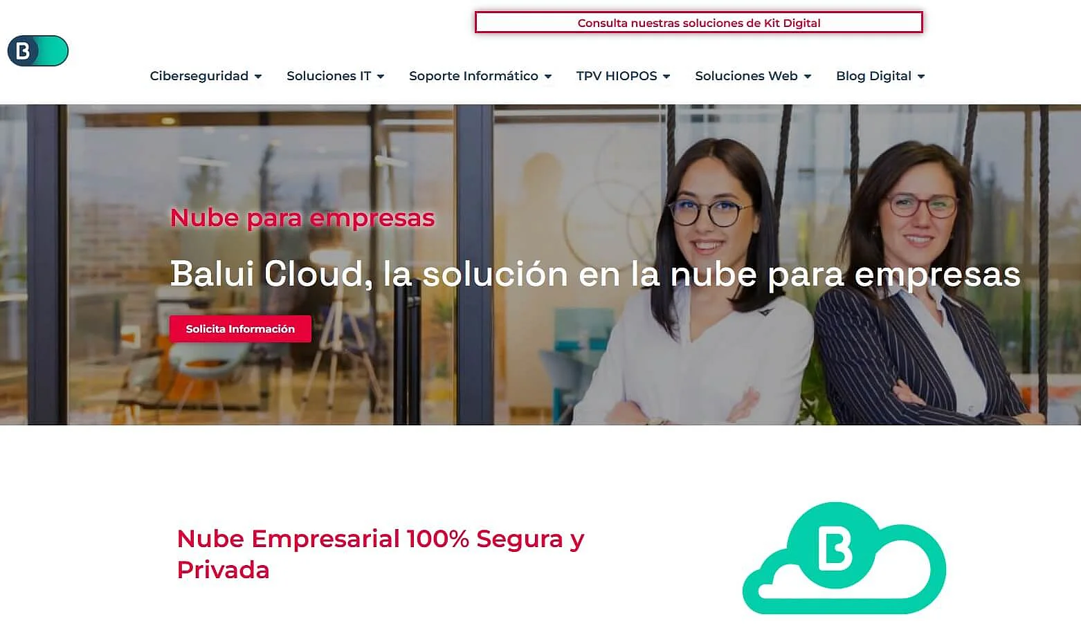 Imagen: Página de inicio de Balui Cloud