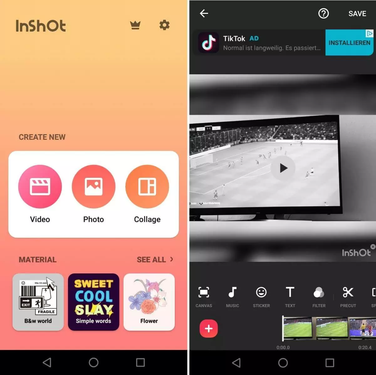 Captura de pantalla de la app para Android InShOt Captura de pantalla de la app para Android InShOt