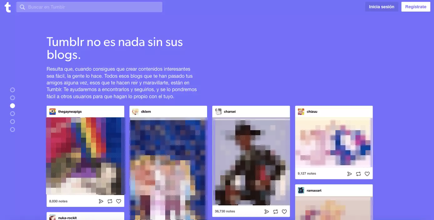 Imagen: Alternativas a Instagram: web de Tumblr