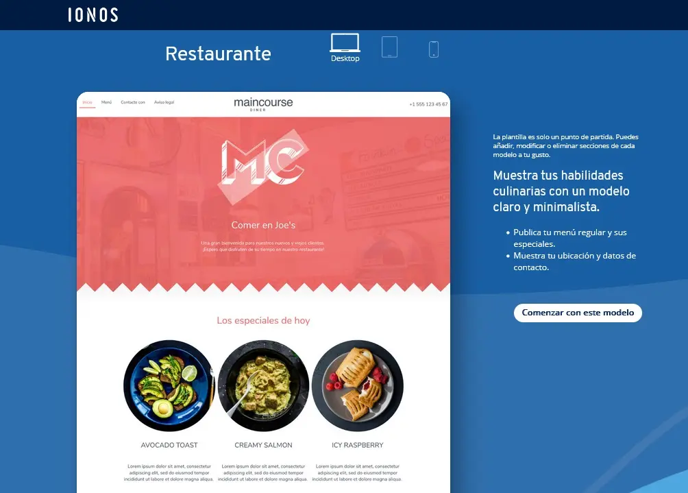 Plantillas de diseño para páginas web de restaurantes Imagen: Plantillas de diseño para páginas web de restaurantes