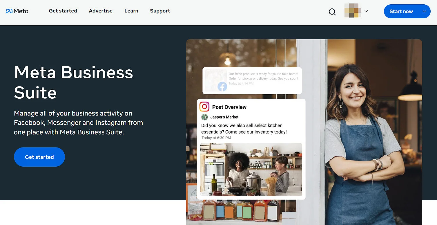 Imagen: La página de inicio de Meta Business Suite
