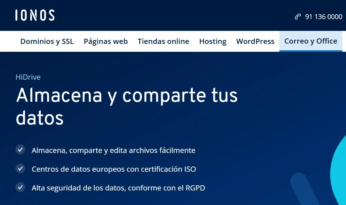 Imagen: Captura de pantalla de IONOS HiDrive