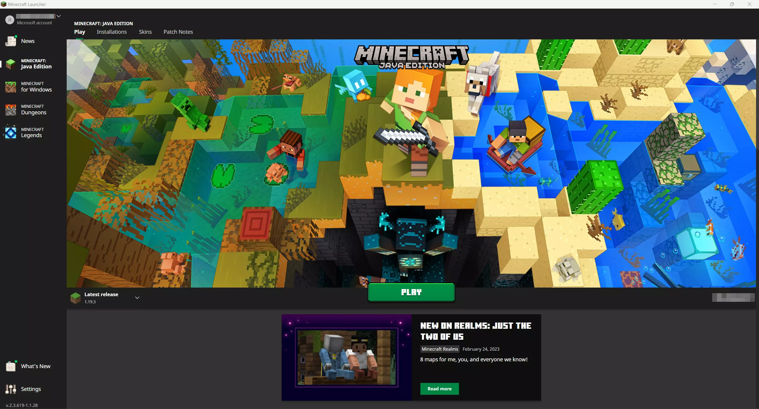 Vista del launcher de Minecraf Vista del launcher de Minecraf