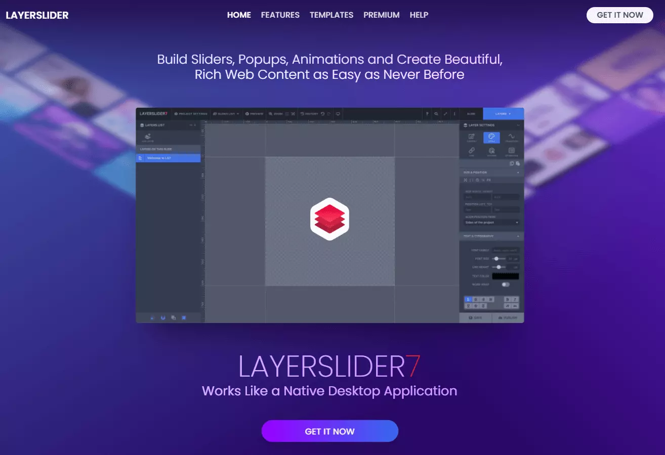 Imagen: Captura de pantalla de la página web del plugin LayerSlider