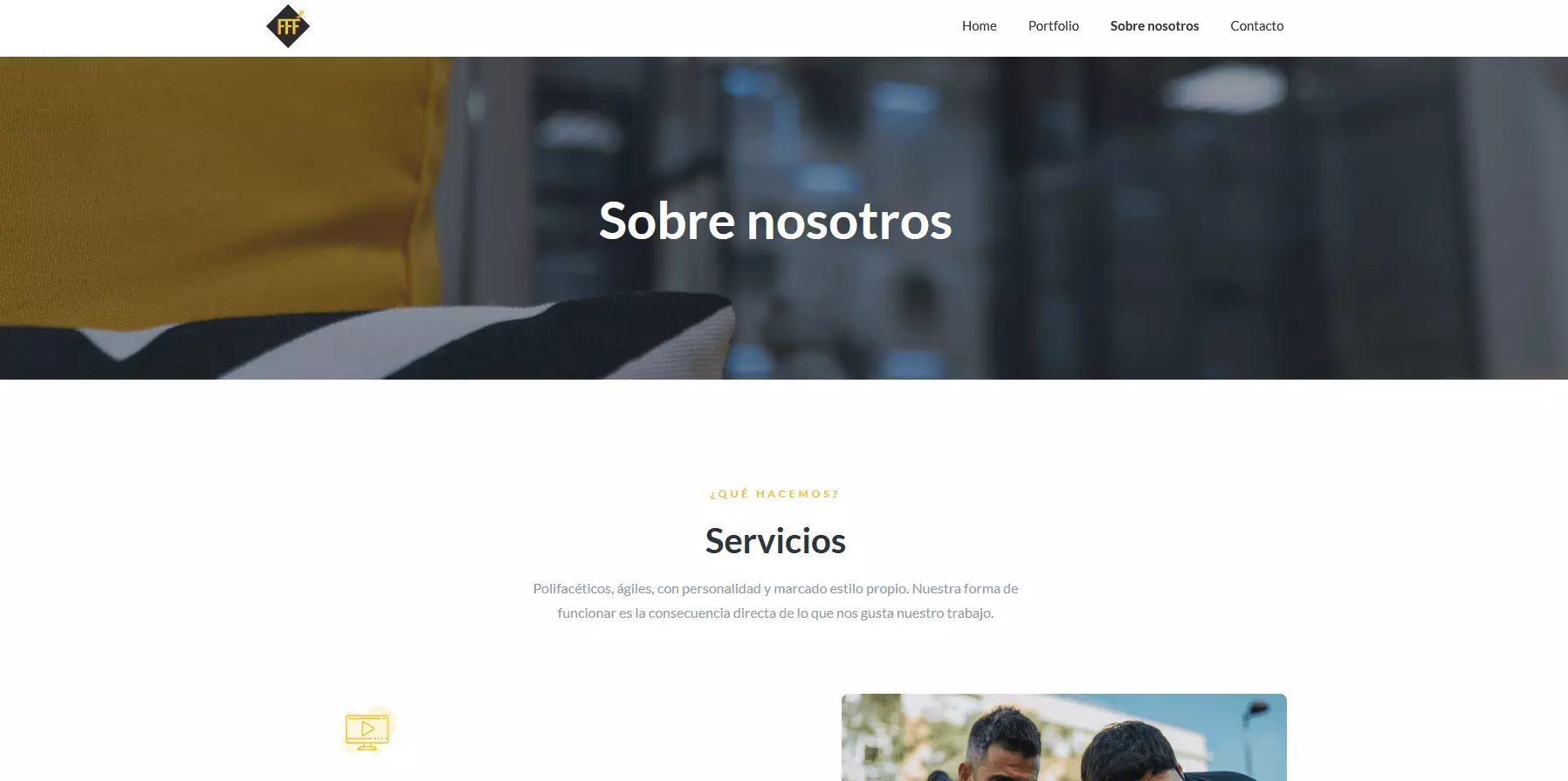 Imagen: Apartado “Sobre nosotros” de la productora audiovisual Diffferent Entertainment