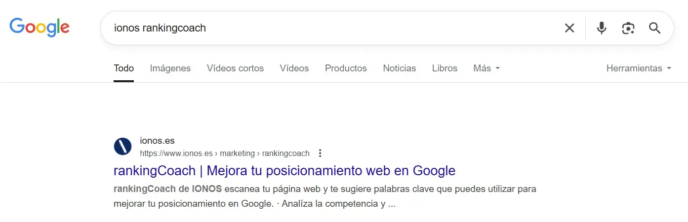 Ejemplo de los resultados Google para “rankingcoach” Imagen: Ejemplo de los resultados Google para “rankingcoach”