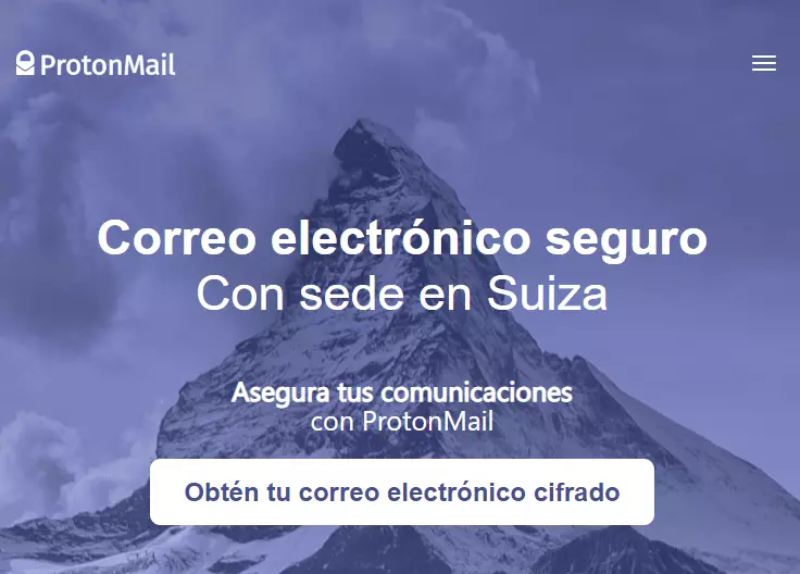 Imagen: Página web de ProtonMail