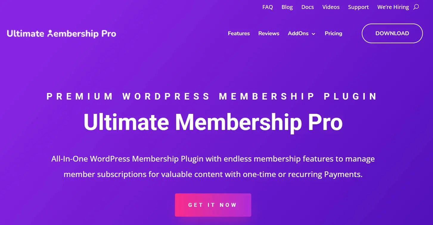 Captura de pantalla del plugin de WordPress Ultimate Membership Pro website Imagen: Captura de pantalla del plugin de WordPress Ultimate Membership Pro website
