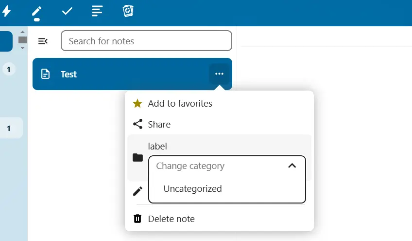 Nextcloud Notes: cambiar categoría Imagen: Nextcloud Notes: cambiar categoría