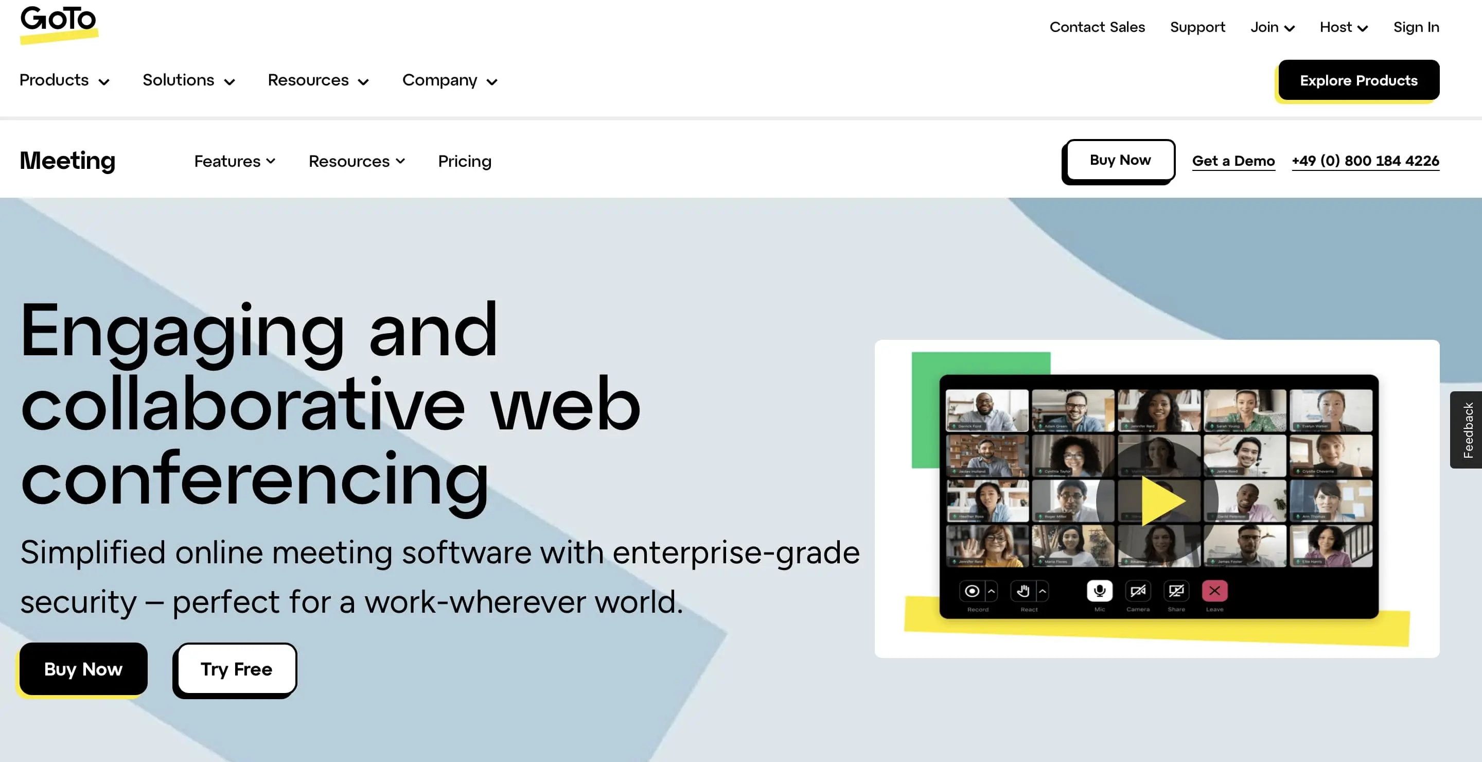 Imagen: Captura de pantalla de la p&aacute;gina web de GoTo Meeting