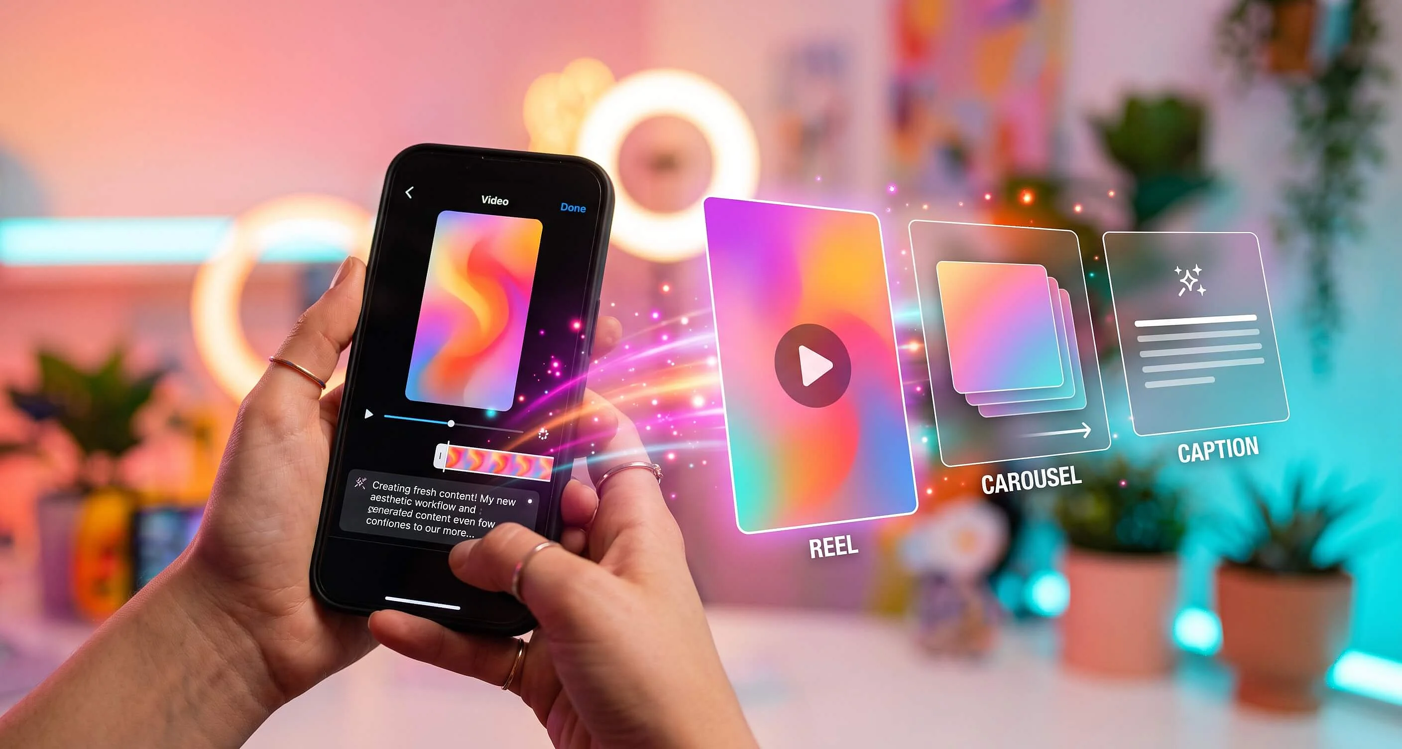 Imagen: Cómo crear contenido para Instagram con IA: reels, captions y carruseles