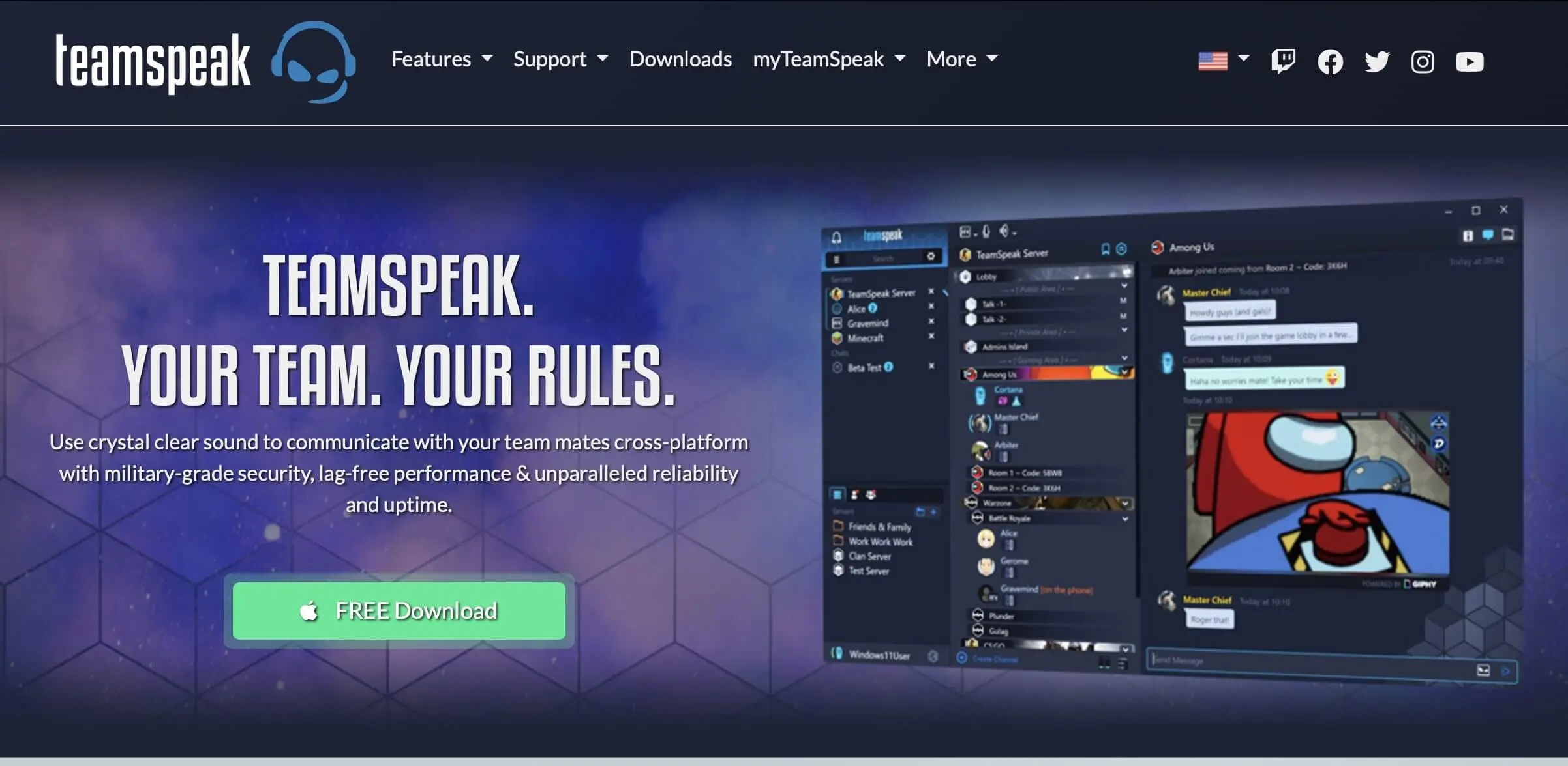 Captura de pantalla de la página web de TeamSpeak Imagen: Captura de pantalla de la página web de TeamSpeak