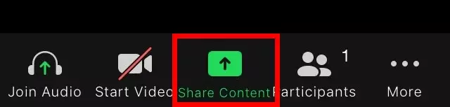 Imagen: Aplicación Zoom con la función de compartir contenidos durante la conferencia