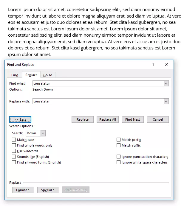 Imagen: Buscar y reemplazar texto en Word