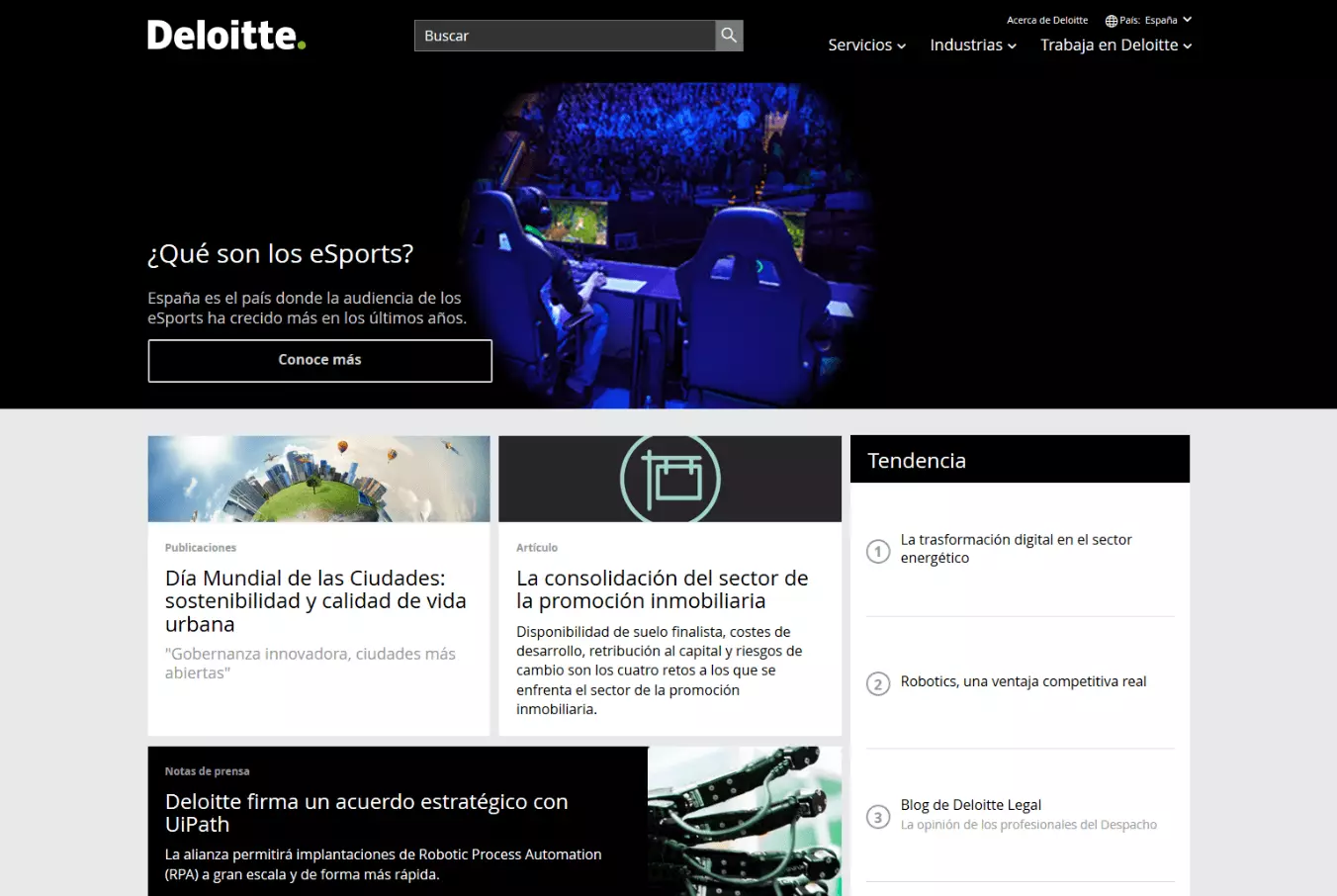 Imagen: Screenshot de la página en español de Deloitte