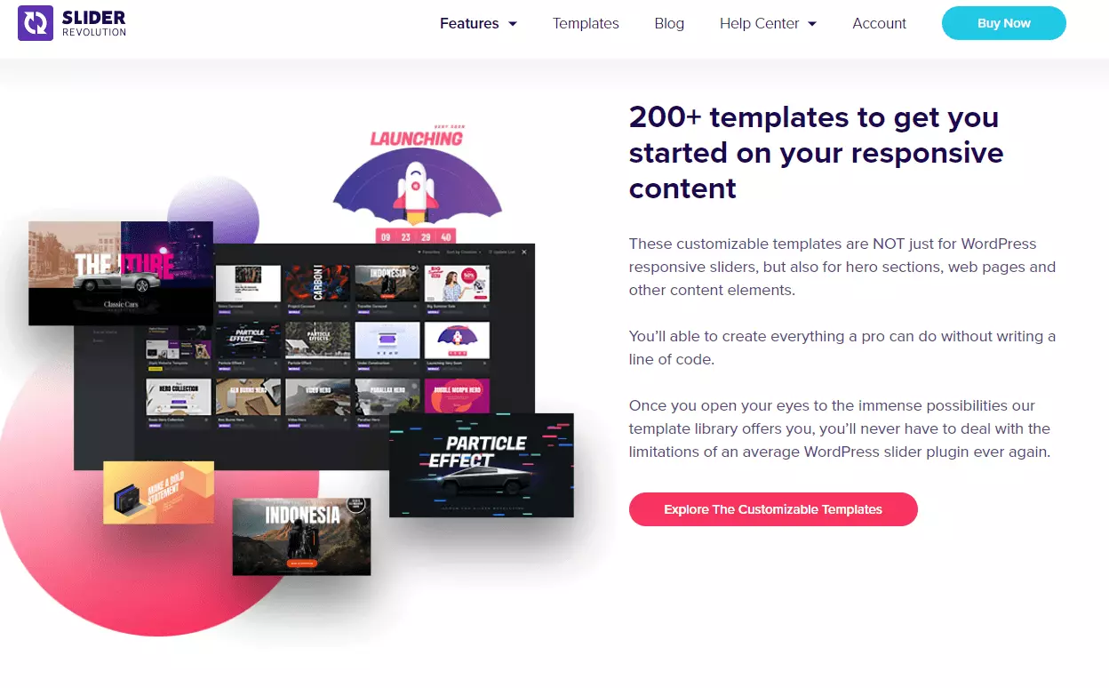 Imagen: Slider Revolution: captura de pantalla del slider plugin para WordPress