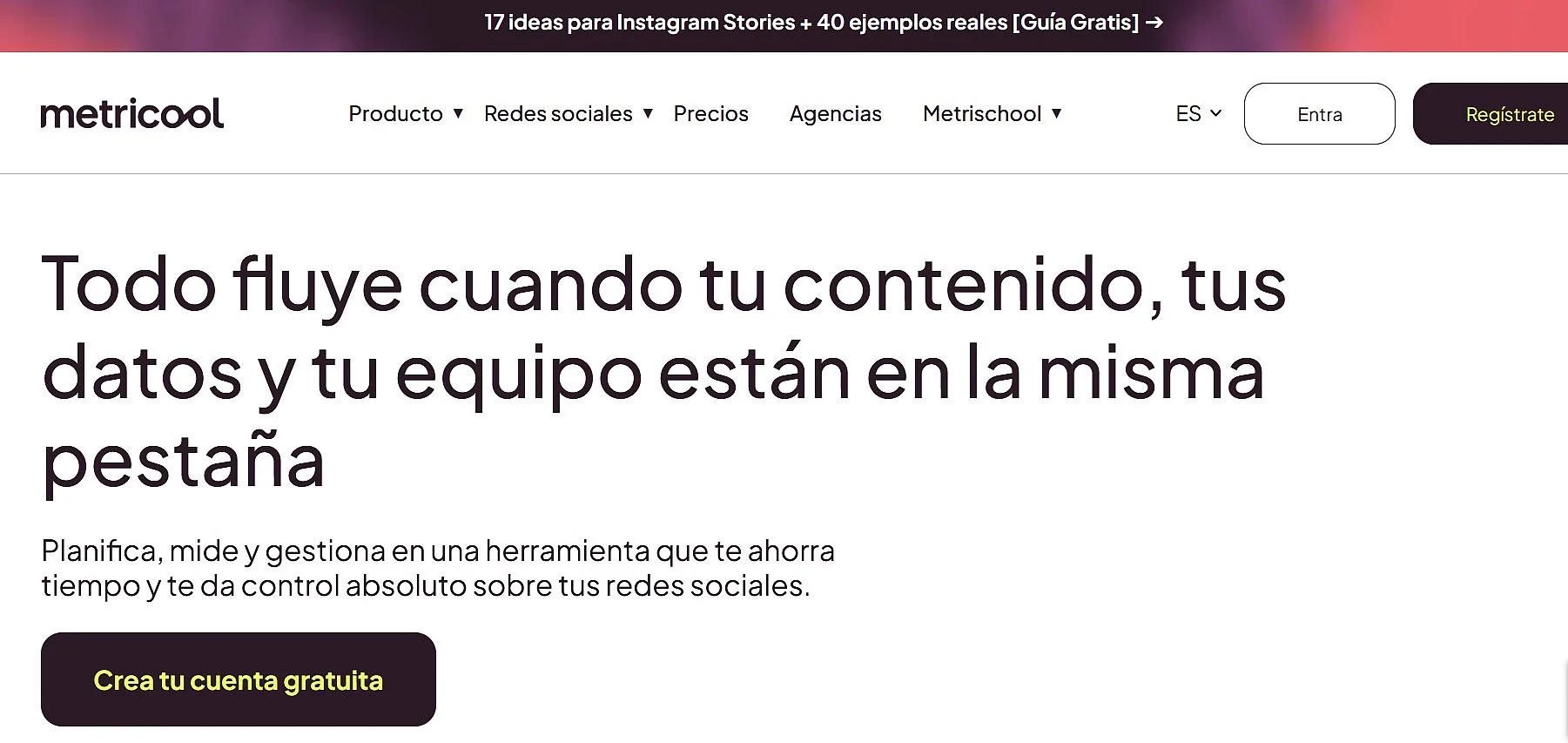 Imagen: Interfaz de usuario de Metricool