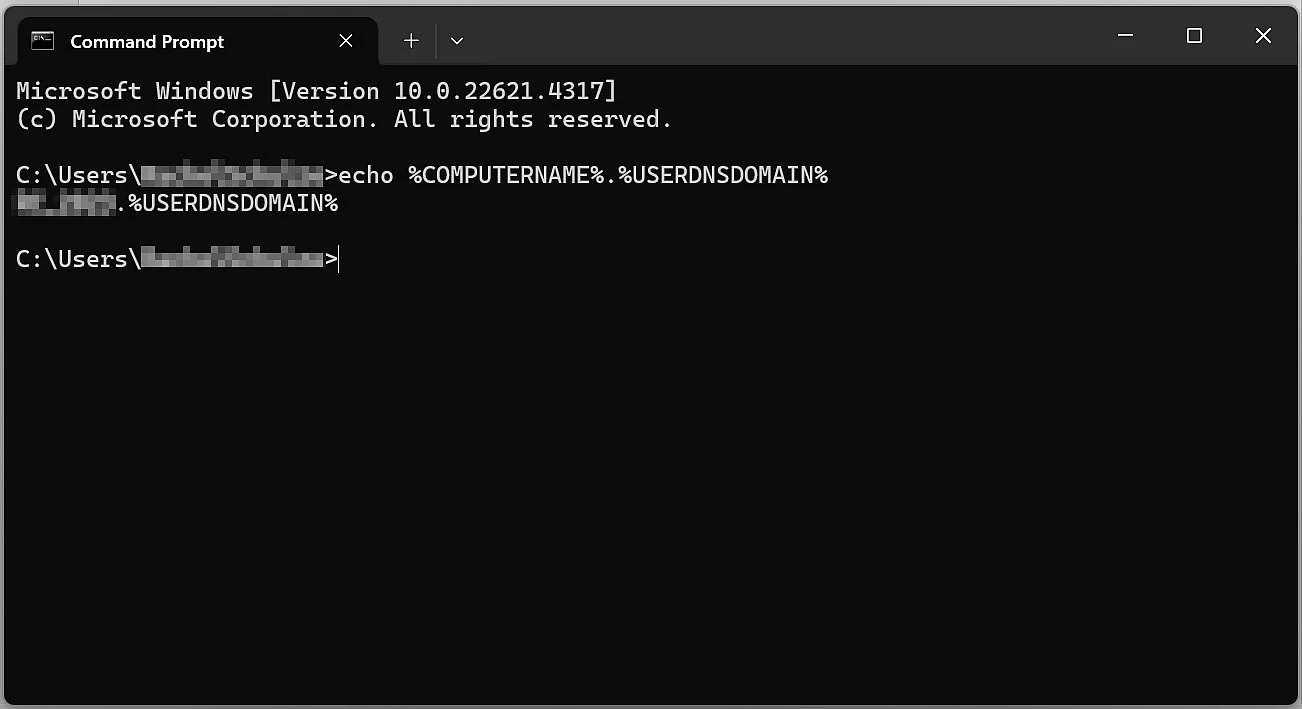 Mostrar el FQDN en la línea de comandos de Windows Imagen: Mostrar el FQDN en la línea de comandos de Windows