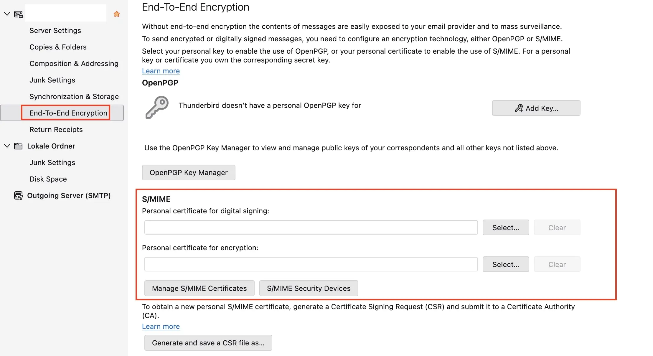 Imagen: Seleccionar certificado en Thunderbird