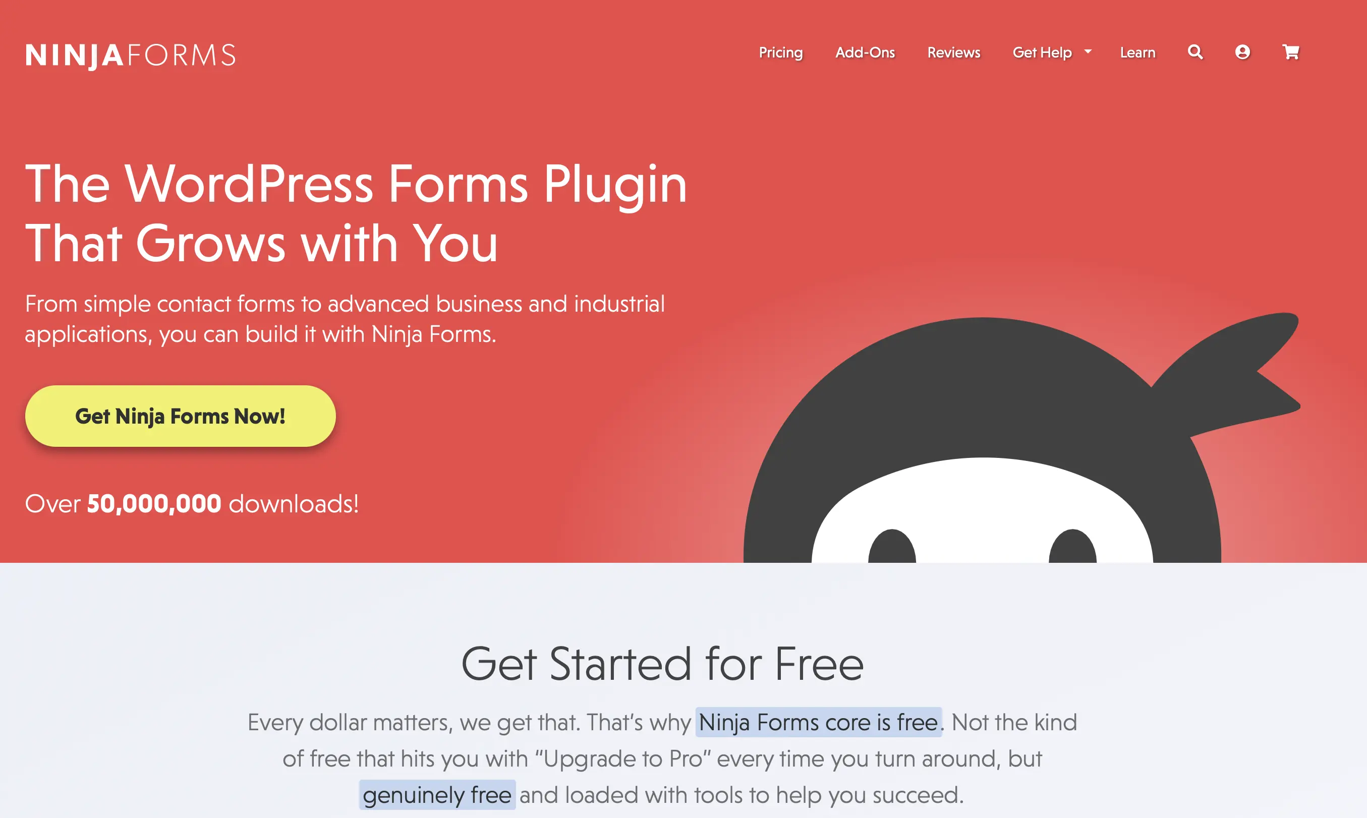 Página de inicio del plugin para WordPress Ninja Forms Imagen: Página de inicio del plugin para WordPress Ninja Forms