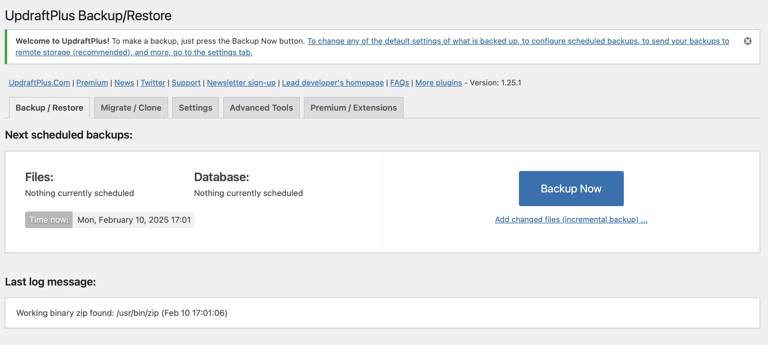Imagen: Captura de pantalla del plugin UpdraftPlus