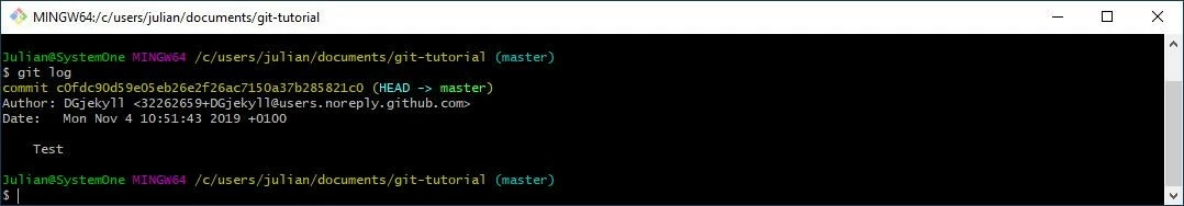Imagen: Tutorial de Git: historial de commit con un registro