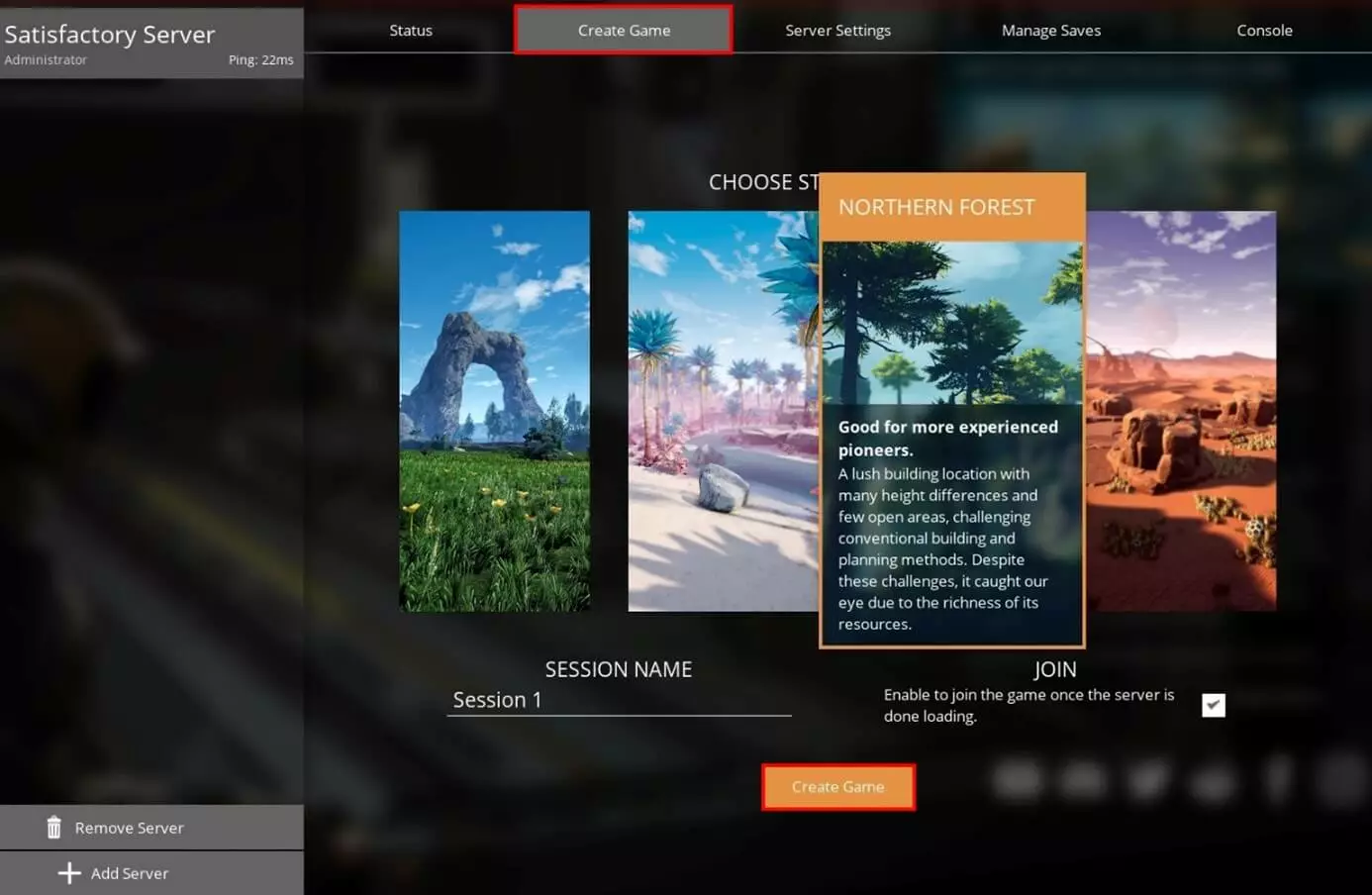 Satisfactory server: crear un juego en Client