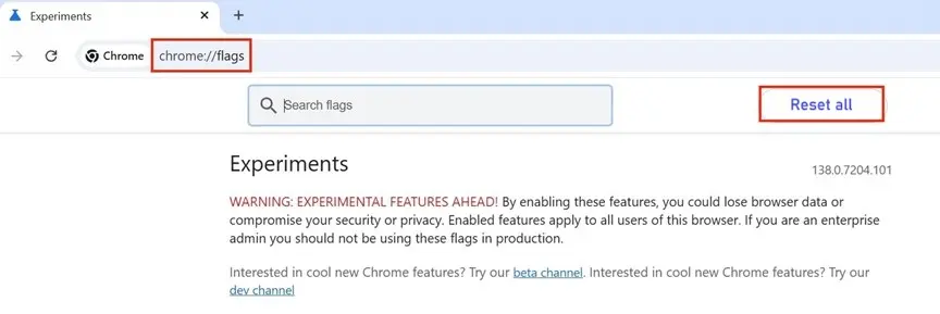 Chrome flags Imagen: Chrome flags