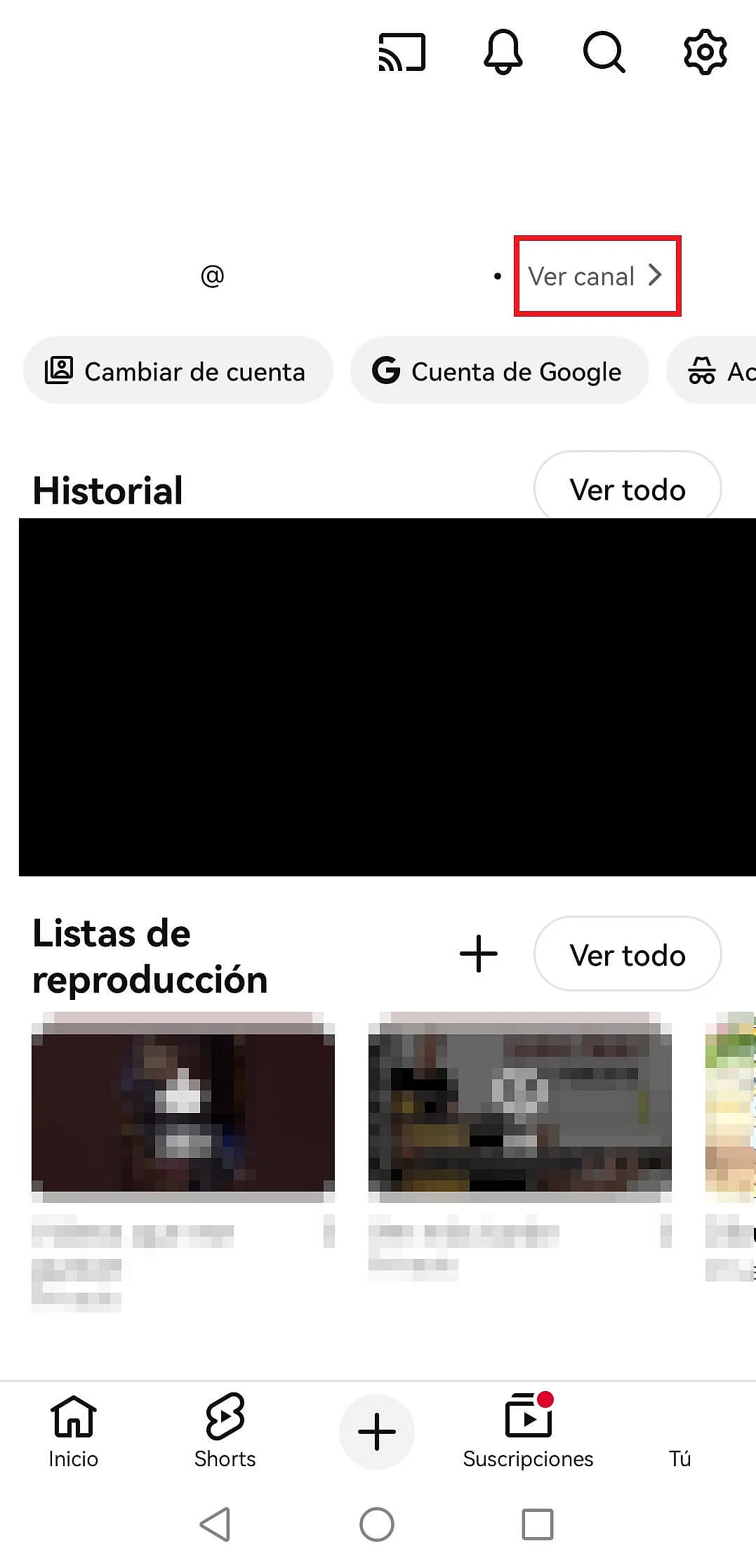 Imagen: App de YouTube: “Ver canal”