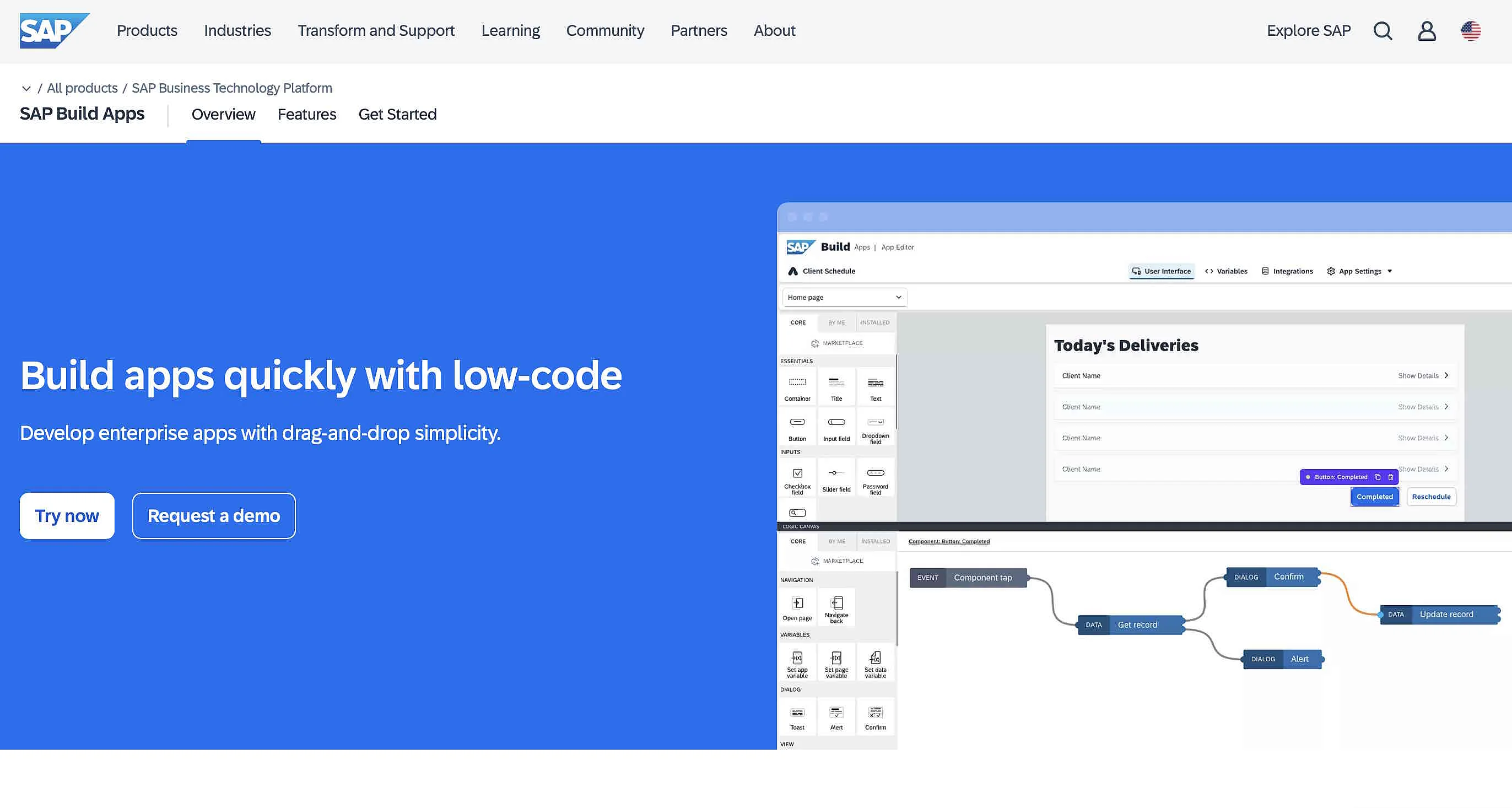 Captura de la página web de SAP Build Apps Imagen: Captura de la página web de SAP Build Apps