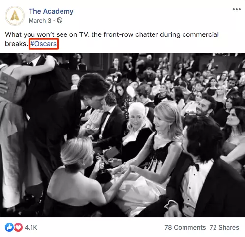 Imagen: #Oscars, un hashtag de evento en Facebook