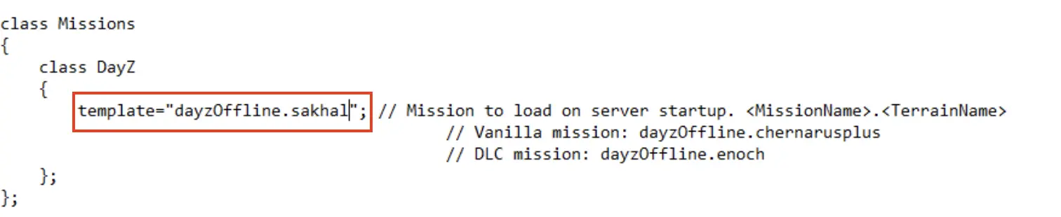 Captura de pantalla del archivo de configuración del servidor de DayZ Imagen: Captura de pantalla del archivo de configuración del servidor de DayZ