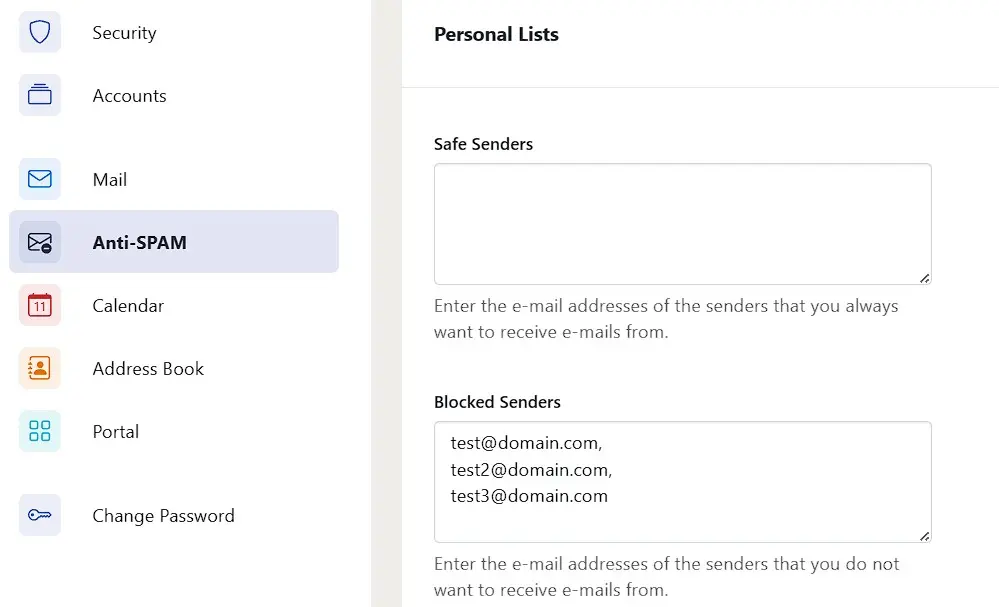 Ejemplo de lista negra de IONOS Imagen: Ejemplo de lista negra de IONOS