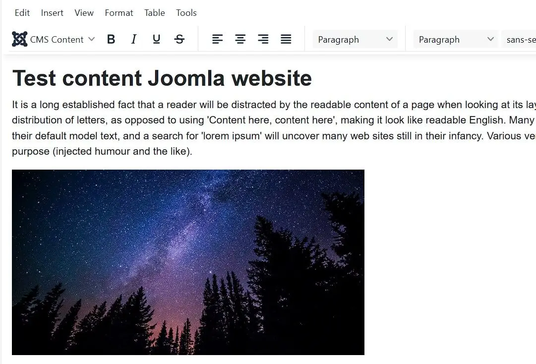 Imagen: Art&iacute;culo de Joomla con imagen de muestra