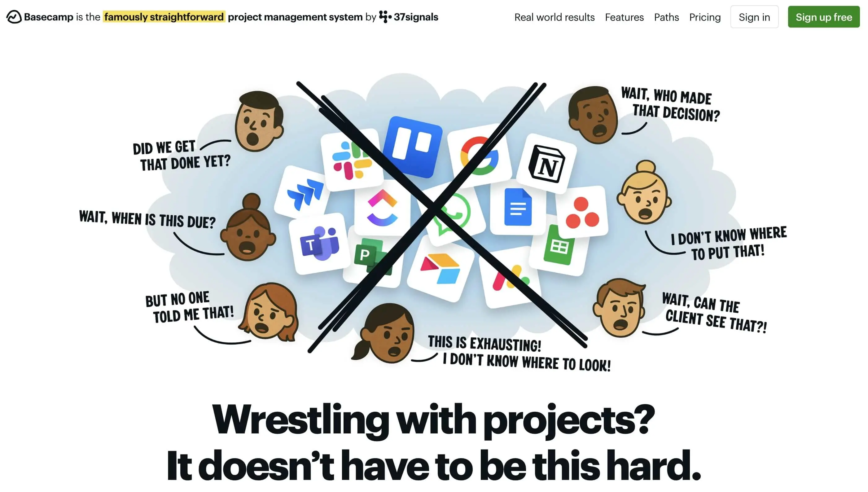 Imagen: Captura de pantalla de la p&aacute;gina principal de Basecamp