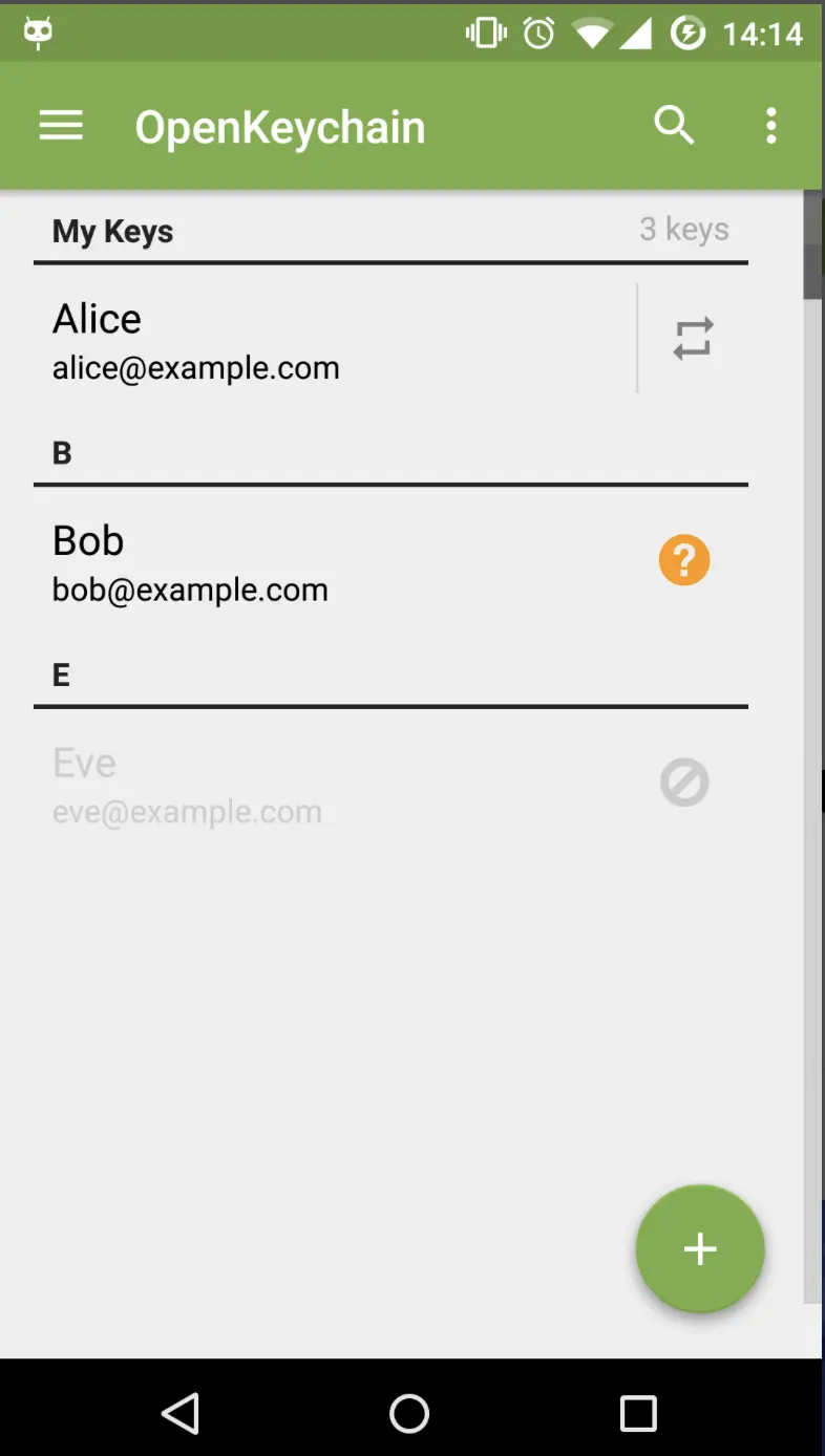 Imagen: Captura de pantalla de la app OpenKeychain