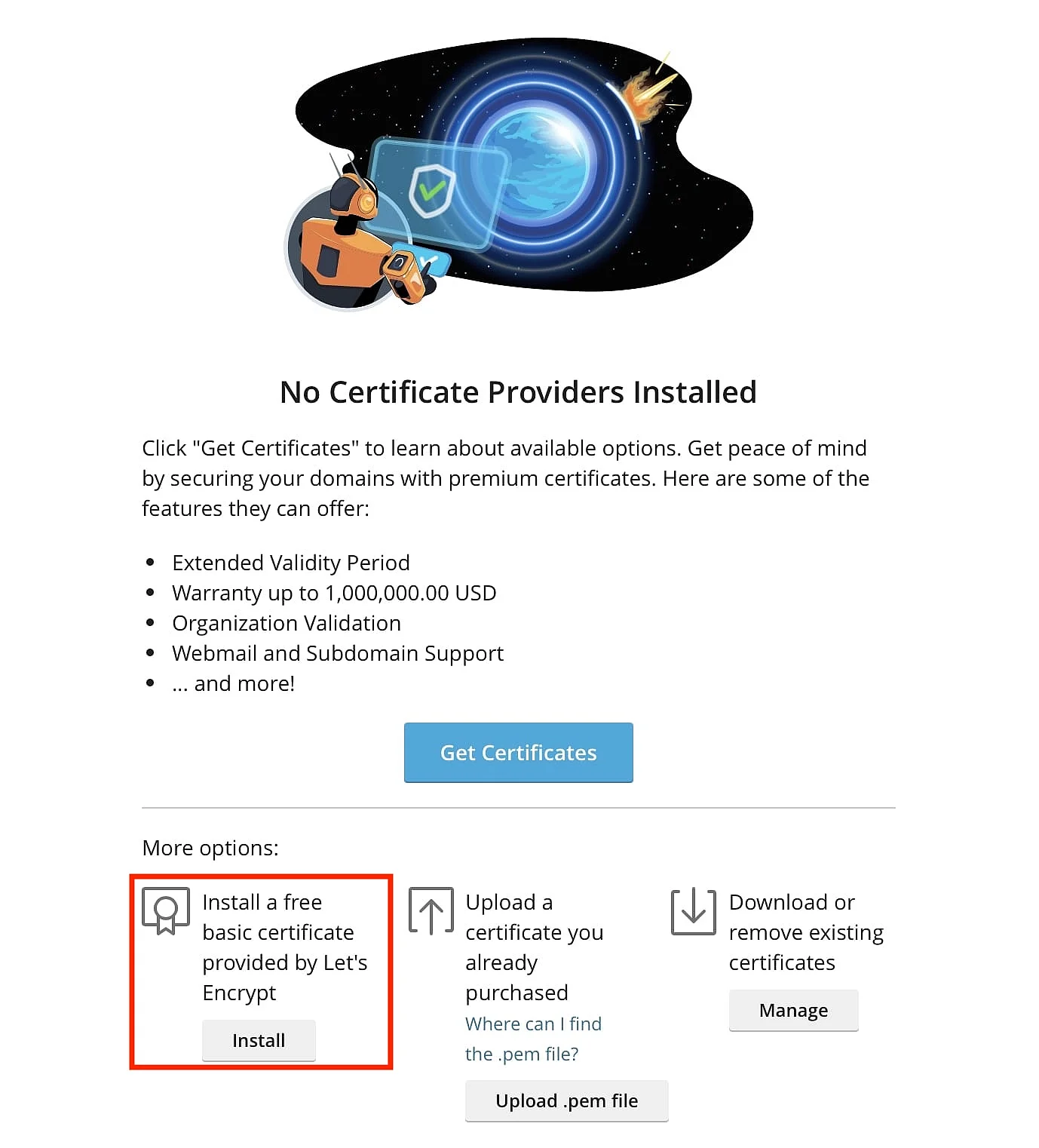 Seleccionar Let’s Encrypt Imagen: Seleccionar Let’s Encrypt