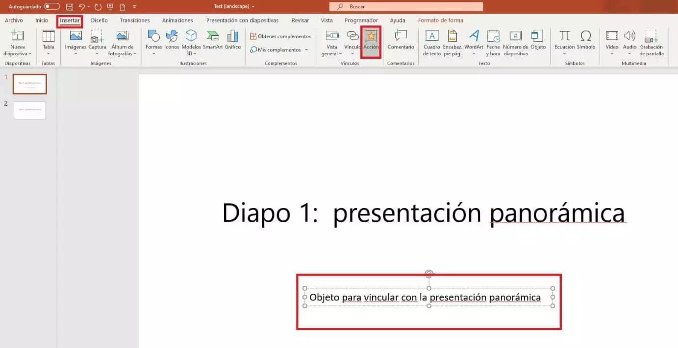 Imagen: Botón de “Acciónˮ dentro del menú de la pestaña “Añadirˮ