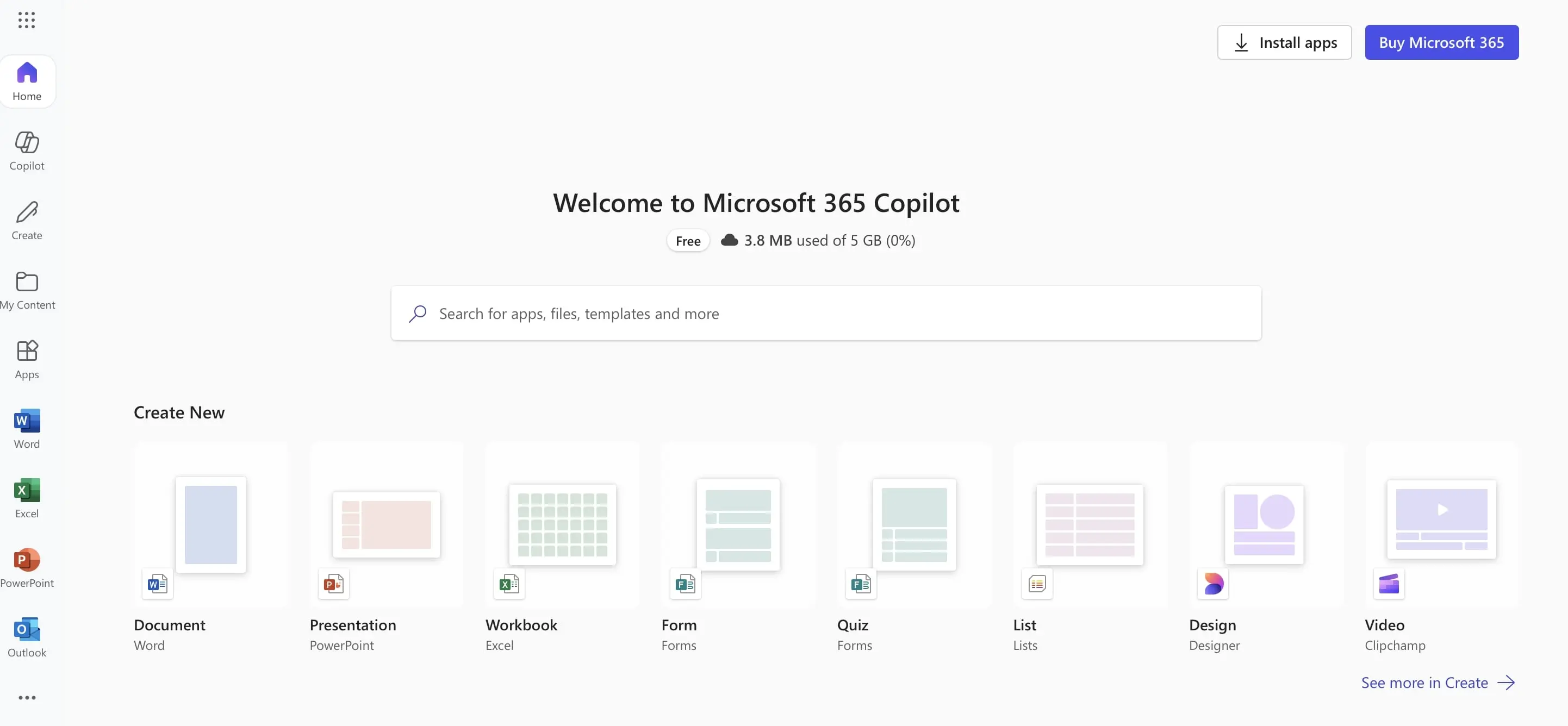 Imagen: P&aacute;gina de inicio de Microsoft Office Online