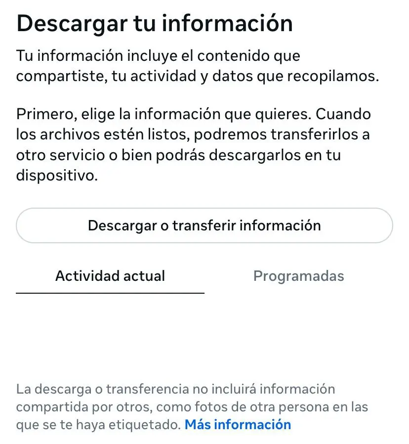 Imagen: Facebook: descargar tu información