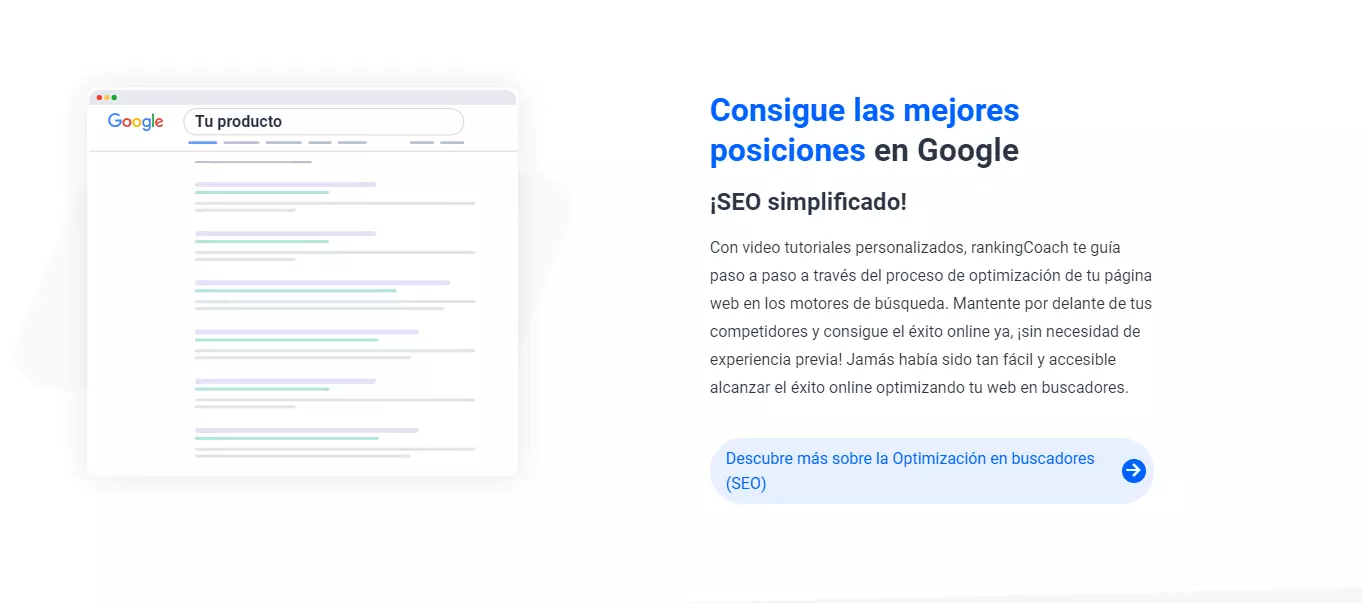 CTA de transición, “Descubre más sobre la Optimización en buscadores (SEO)”