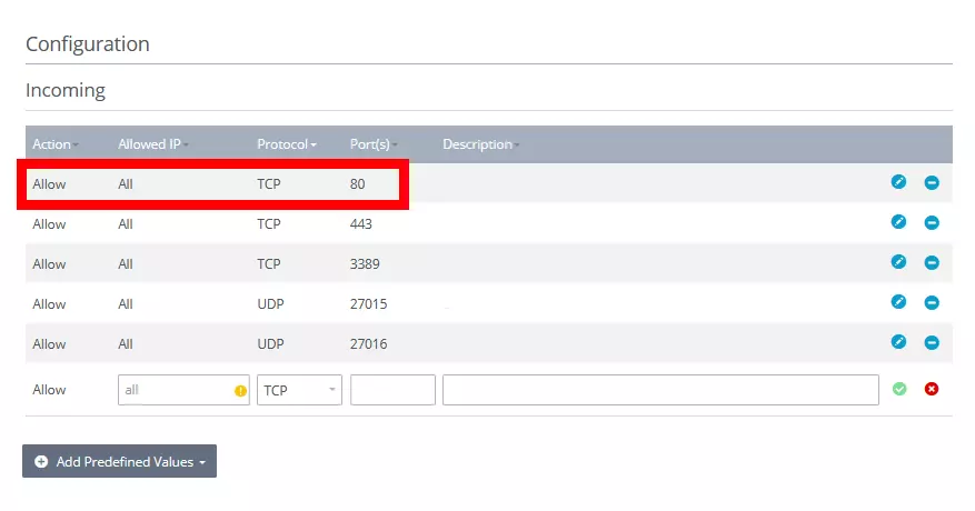 Panel IONOS Cloud: configuración del cortafuegos con el puerto 80 compartido Panel IONOS Cloud: configuración del cortafuegos con el puerto 80 compartido