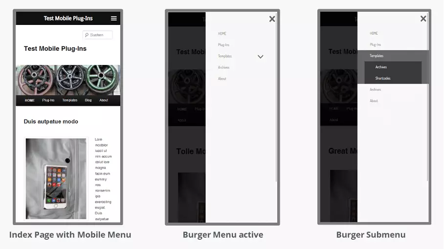 El sitio web con el plugin WP Mobile Menu de WordPress instalado