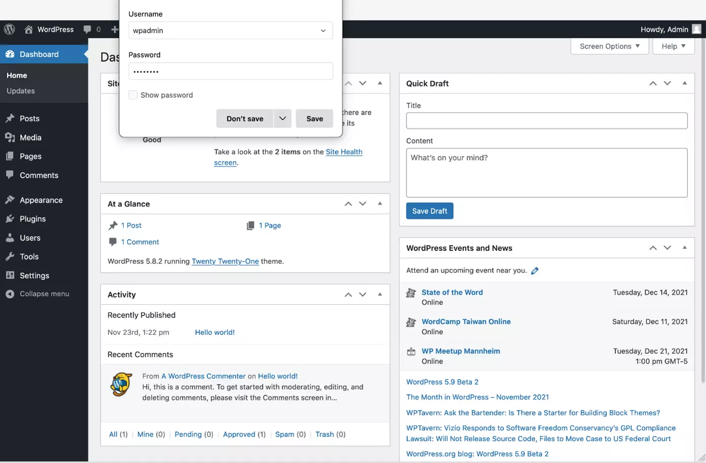 Guardar los datos de acceso al administrador de WordPress en el gestor de contraseñas de Firefox